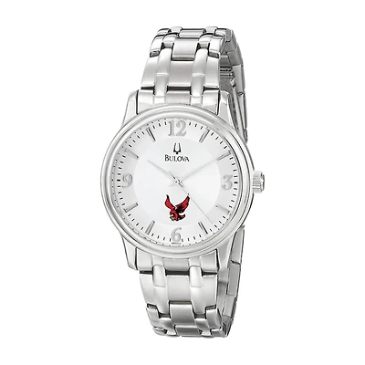 Men's Bulova  Silver Roberts Wesleyan Redhawks Stainless Steel Quartz Watch