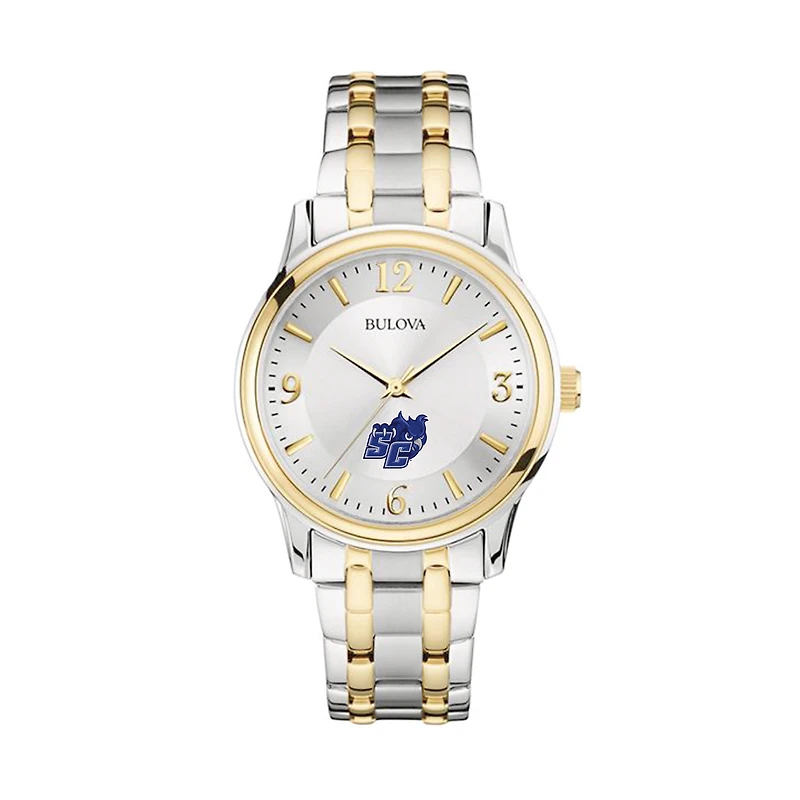 Men's Bulova  Silver/Gold Southern Connecticut State Owls Two-Tone Stainless Steel Watch