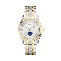 Men's Bulova  Silver/Gold Southern Connecticut State Owls Two-Tone Stainless Steel Watch