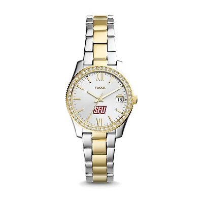 Women's Fossil Silver/Gold Saint Francis Red Flash Scarlette Mini Two-Tone Stainless Steel Watch