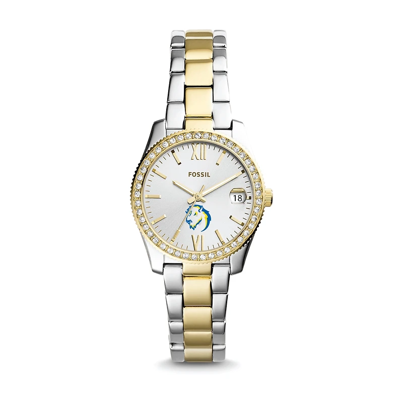 Women's Fossil Silver/Gold Southeastern Oklahoma State Savage Storm Scarlette Mini Two-Tone Stainless Steel Watch