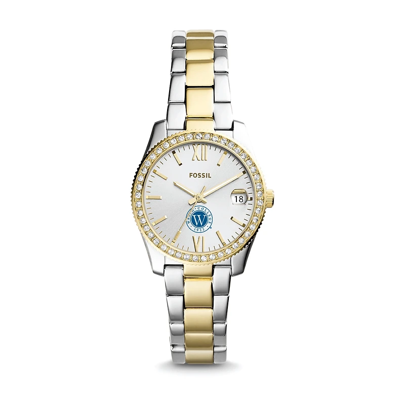 Women's Fossil Silver/Gold Walsh College Scarlette Mini Two-Tone Stainless Steel Watch
