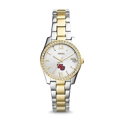 Women's Fossil Silver/Gold Washington College Shoremen Scarlette Mini Two-Tone Stainless Steel Watch