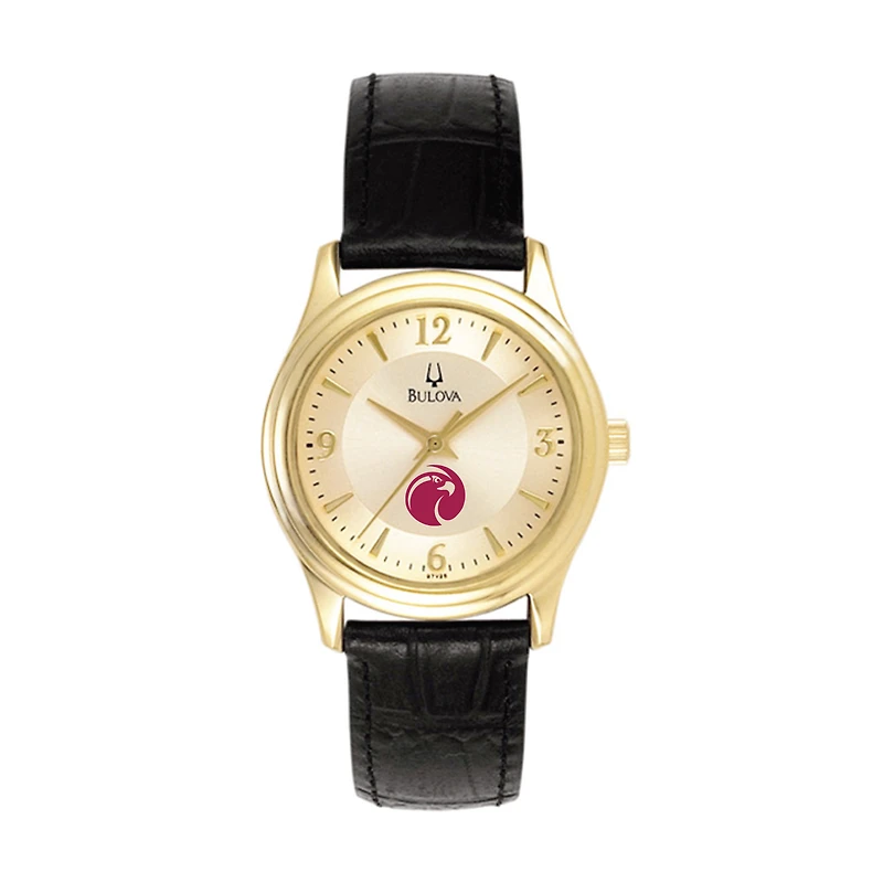 Women's Bulova Gold/Black Seattle Pacific Falcons Stainless Steel Watch with Leather Band