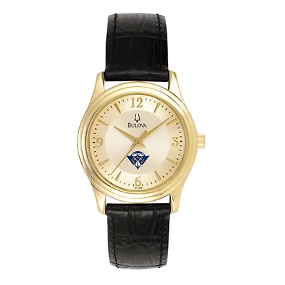 Women's Bulova Gold/Black Tennessee-Martin Skyhawks Stainless Steel Watch with Leather Band