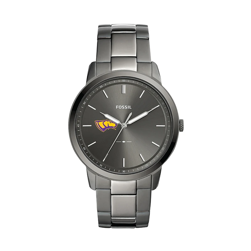 Men's Fossil  Gray Wisconsin-Stevens Point Pointers Minimalist Three-Hand Smoke Watch