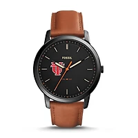 Men's Fossil  Black/Brown Tampa Spartans Minimalist Slim Light Brown Leather Watch