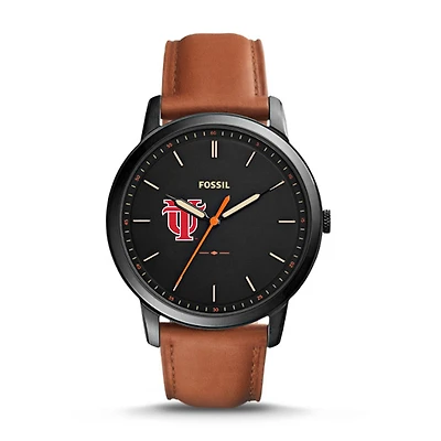 Men's Fossil  Black/Brown Tampa Spartans Minimalist Slim Light Brown Leather Watch