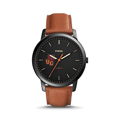 Men's Fossil  Black/Brown Ursinus Bears Minimalist Slim Light Brown Leather Watch