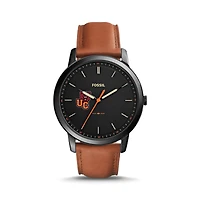 Men's Fossil  Black/Brown Ursinus Bears Minimalist Slim Light Brown Leather Watch