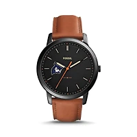 Men's Fossil  Black/Brown Westfield State Owls Minimalist Slim Light Brown Leather Watch