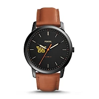 Men's Fossil  Black/Brown Wilkes Colonels Minimalist Slim Light Brown Leather Watch