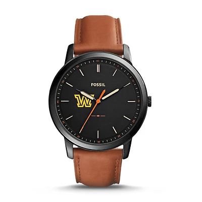 Men's Fossil  Black/Brown Wilkes Colonels Minimalist Slim Light Brown Leather Watch