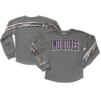 Girls Youth Gameday Couture  Gray James Madison Dukes Guess Who's Back Long Sleeve T-Shirt