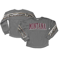 Girls Youth Gameday Couture  Gray Montana Grizzlies Guess Who's Back Long Sleeve T-Shirt