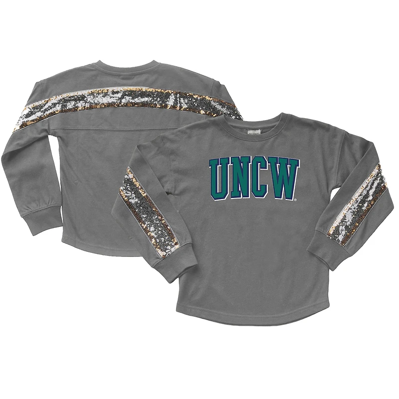 Girls Youth Gameday Couture  Gray UNC Wilmington Seahawks Guess Who's Back Long Sleeve T-Shirt