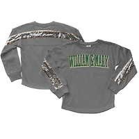 Girls Youth Gameday Couture  Gray William & Mary Tribe Guess Who's Back Long Sleeve T-Shirt