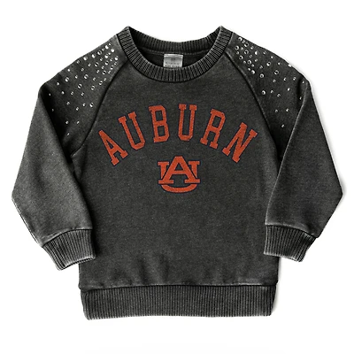 Girls Youth Gameday Couture  Charcoal Auburn Tigers Don't Blink Studded Long Sleeve T-Shirt