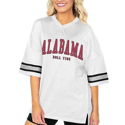 Women's Gameday Couture White Alabama Crimson Tide Option Play Oversized Mesh Fashion Jersey