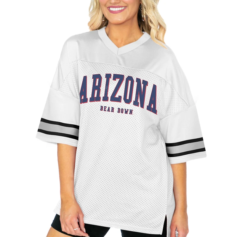 Women's Gameday Couture  White Arizona Wildcats Option Play Oversized Mesh Fashion Jersey