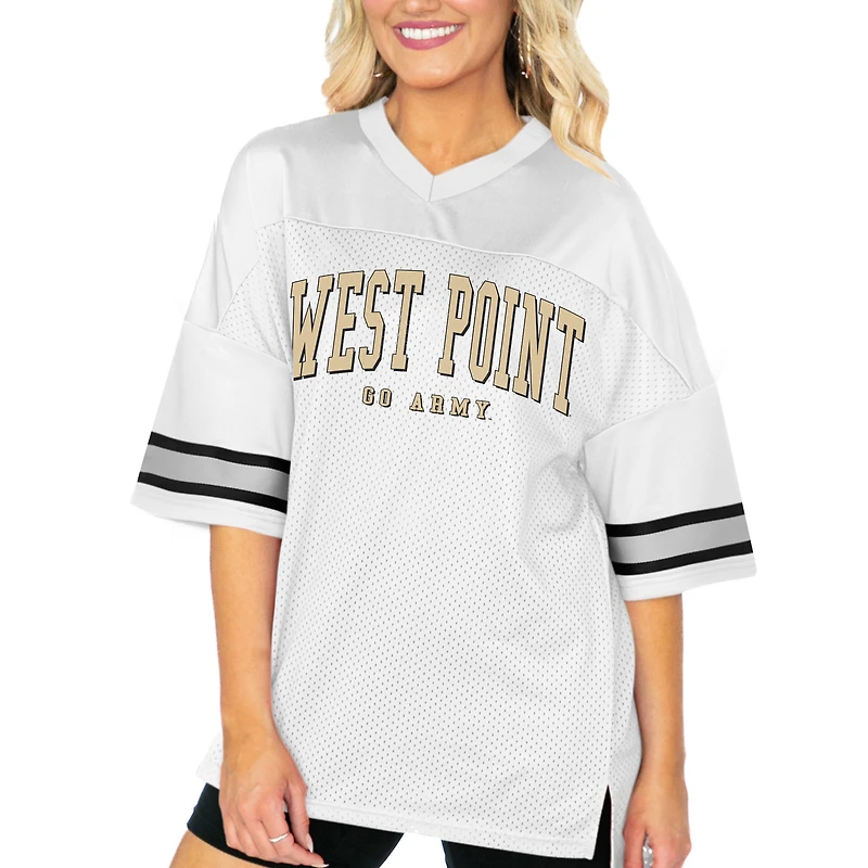 Women's Gameday Couture  White Army Black Knights Option Play Oversized Mesh Fashion Jersey
