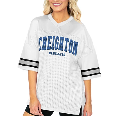 Women's Gameday Couture  White Creighton Bluejays Option Play Oversized Mesh Fashion Jersey