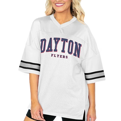 Women's Gameday Couture  White Dayton Flyers Option Play Oversized Mesh Fashion Jersey