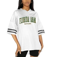 Women's Gameday Couture  White Florida A&M Rattlers Option Play Oversized Mesh Fashion Jersey