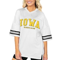 Women's Gameday Couture  White Iowa Hawkeyes Option Play Oversized Mesh Fashion Jersey