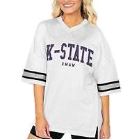 Women's Gameday Couture  White Kansas State Wildcats Option Play Oversized Mesh Fashion Jersey