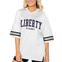 Women's Gameday Couture  White Liberty Flames Option Play Oversized Mesh Fashion Jersey