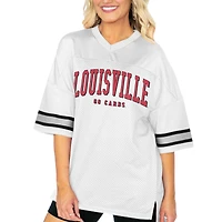 Women's Gameday Couture  White Louisville Cardinals Option Play Oversized Mesh Fashion Jersey