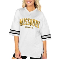 Women's Gameday Couture  White Missouri Tigers Option Play Oversized Mesh Fashion Jersey