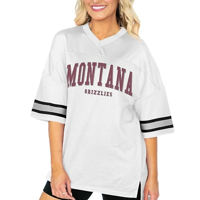Women's Gameday Couture  White Montana Grizzlies Option Play Oversized Mesh Fashion Jersey