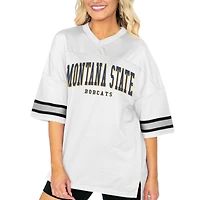 Women's Gameday Couture  White Montana State Bobcats Option Play Oversized Mesh Fashion Jersey