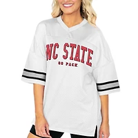Women's Gameday Couture  White NC State Wolfpack Option Play Oversized Mesh Fashion Jersey