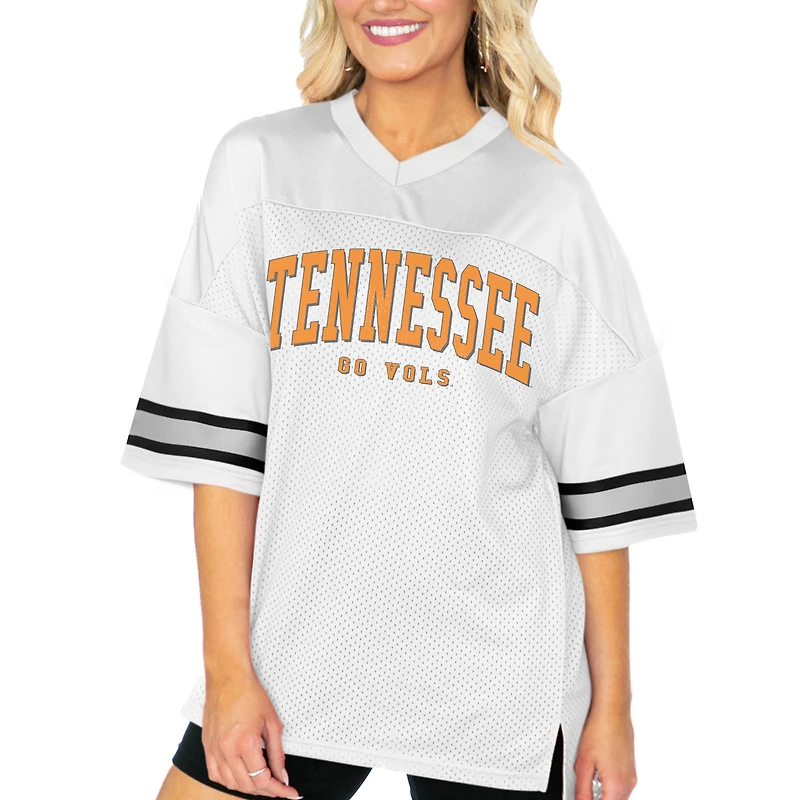 Women's Gameday Couture White Tennessee Volunteers Option Play Oversized Mesh Fashion Jersey
