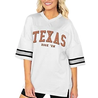 Women's Gameday Couture  White Texas Longhorns Option Play Oversized Mesh Fashion Jersey