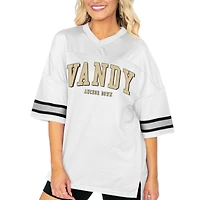 Women's Gameday Couture  White Vanderbilt Commodores Option Play Oversized Mesh Fashion Jersey