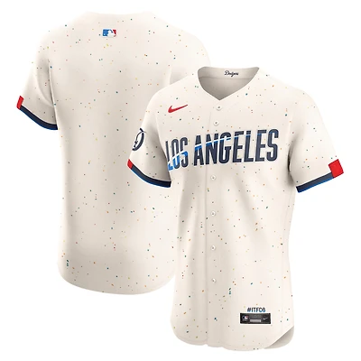 Men's Nike Cream Los Angeles Dodgers City Connect Elite Jersey