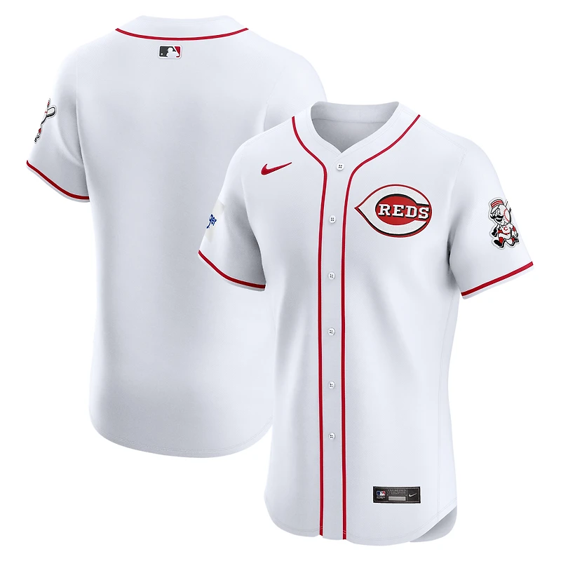 Men's Nike White Cincinnati Reds Home Elite Patch Jersey