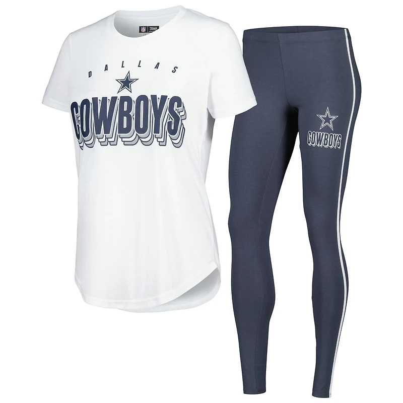 Women's Concepts Sport White/Charcoal Dallas Cowboys Sonata Short Sleeve Top & Leggings Set