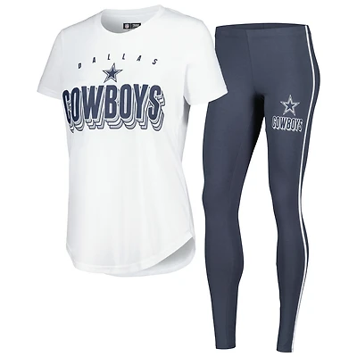 Women's Concepts Sport White/Charcoal Dallas Cowboys Sonata Short Sleeve Top & Leggings Set