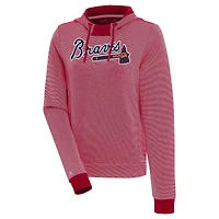 Women's Antigua /White Atlanta Braves Axe Bunker Tri-Blend Pullover Hoodie