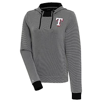 Women's Antigua  Black/White Texas Rangers Axe Bunker Tri-Blend Pullover Hoodie