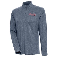 Women's Antigua  Heather Navy Atlanta Braves Confront Quarter-Zip Pullover Top
