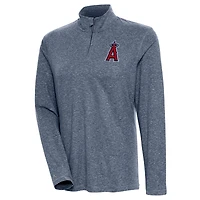 Women's Antigua  Heather Navy Los Angeles Angels Confront Quarter-Zip Pullover Top