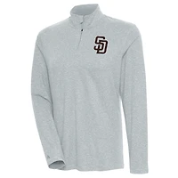 Women's Antigua  Heather Gray San Diego Padres Confront Quarter-Zip Pullover Top