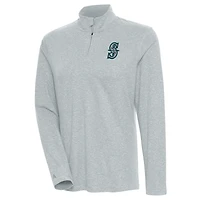 Women's Antigua  Heather Gray Seattle Mariners Confront Quarter-Zip Pullover Top