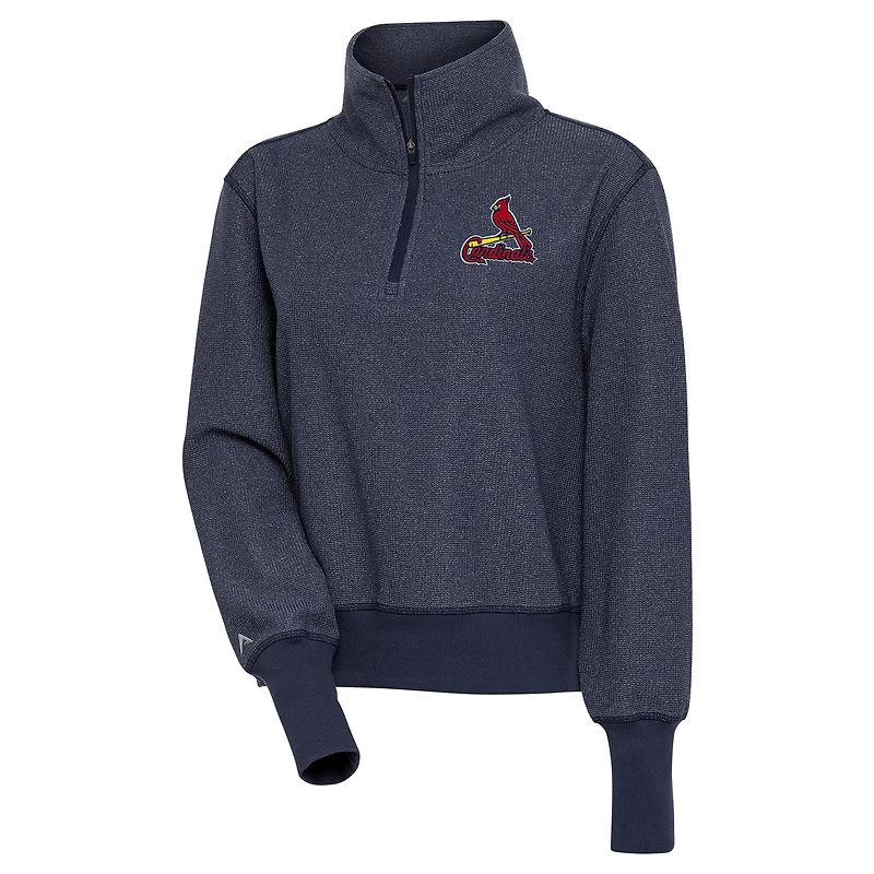 Women's Antigua  Heather Navy St. Louis Cardinals Upgrade Half-Zip Pullover Top